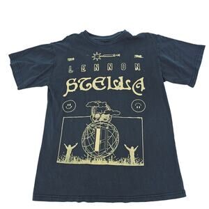 Lennon Stella Black Yellow Surreal Graphic Tee T-Shirt Women's Size L  3752